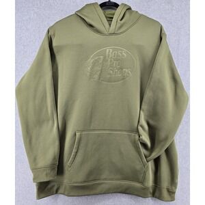 Bass Pro Shops Pullover Hoodie Men's 3XLT Olive Green Fleece‎ Embossed Logo Tall